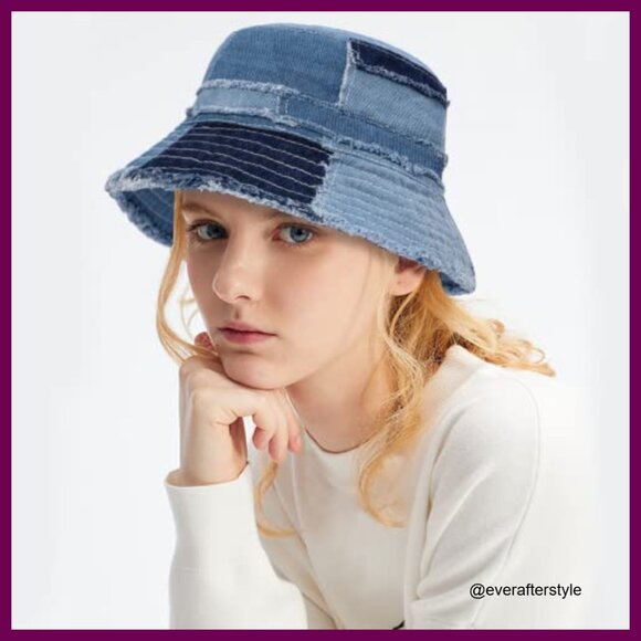Distressed Denim Bucket Hat Packable Travel Sun Protection Cap main image 5